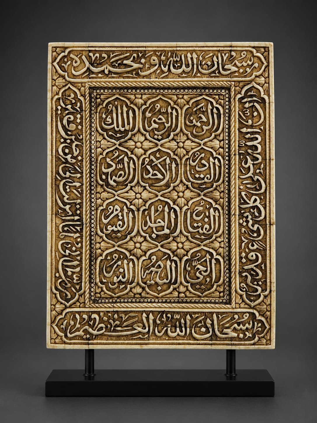 Asma Ul husna Handmade natural camel bone panel